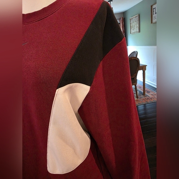 Nike Men's Size Small Hybrid Fleece Sweatshirt Burgundy White Black Swoosh - Picture 7 of 11